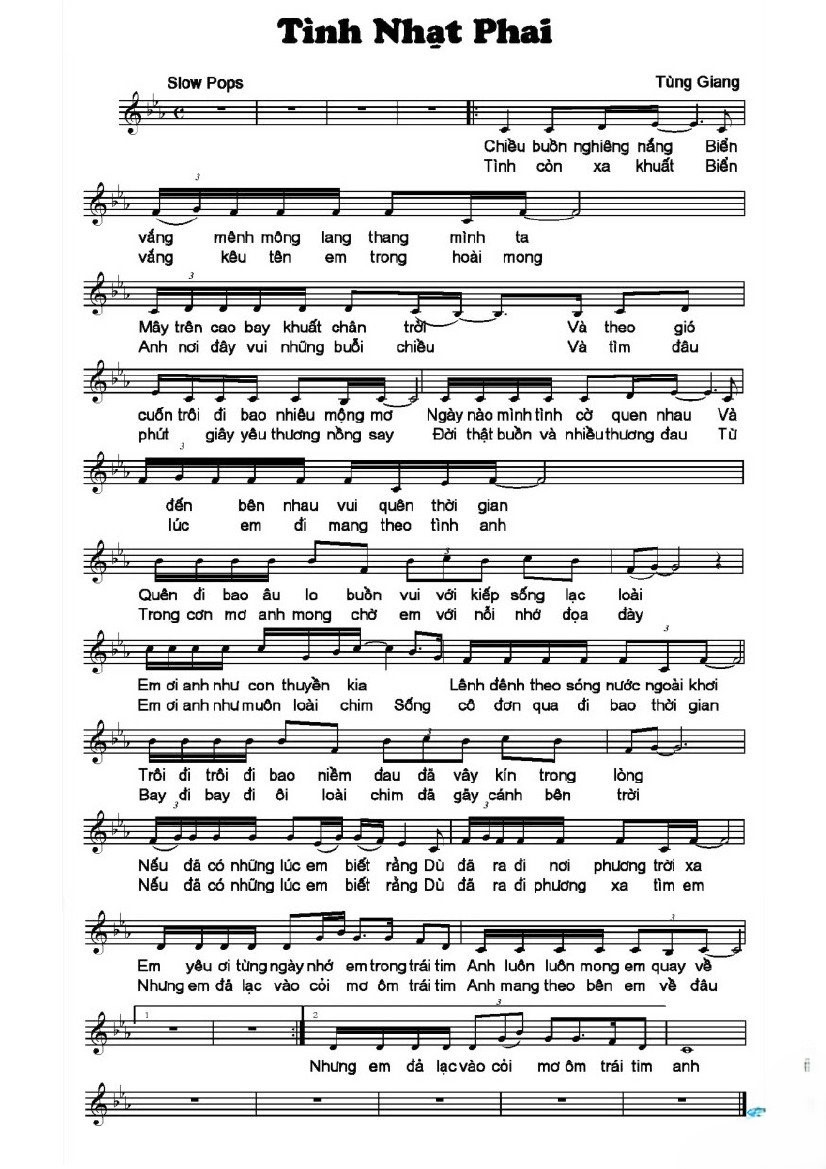 Lời bài hát Tình Nhạt Phai