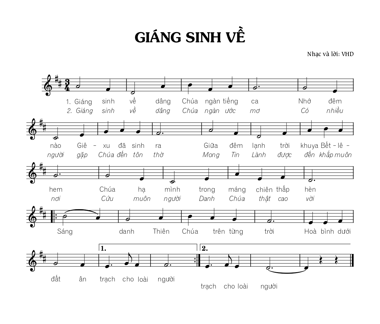 Lời bài hát Giáng Sinh Về