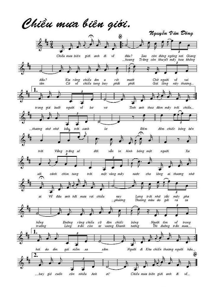 Lời bài hát Chiều Mưa Biên Giới
