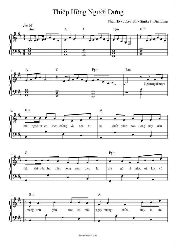 Hợp âm bài hát Thiệp Hồng Người Dưng