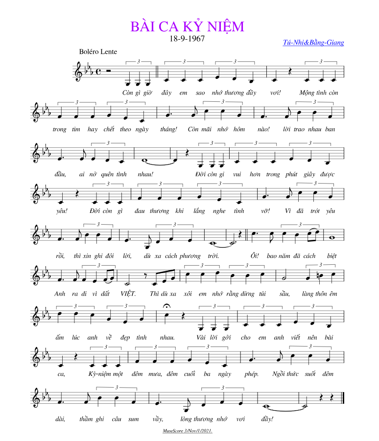 Lời bài hát Bài Ca Kỷ Niệm