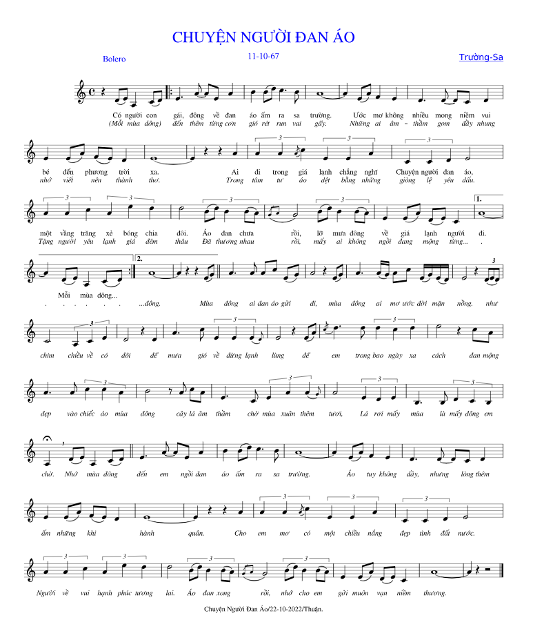 Lời bài hát Chuyện Tình Người Đan Áo