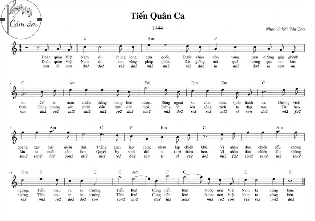 Hợp âm bài hát Tiến Quân Ca