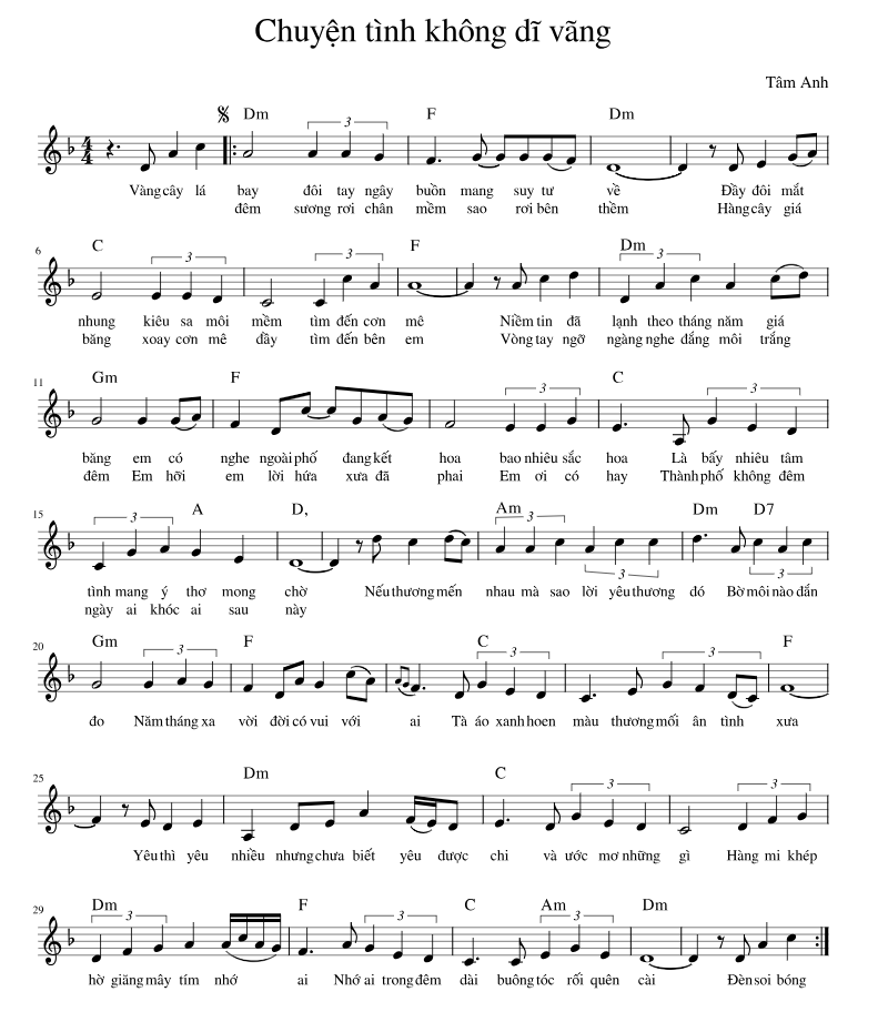 Lời bài hát Chuyện Tình Không Dĩ Vãng