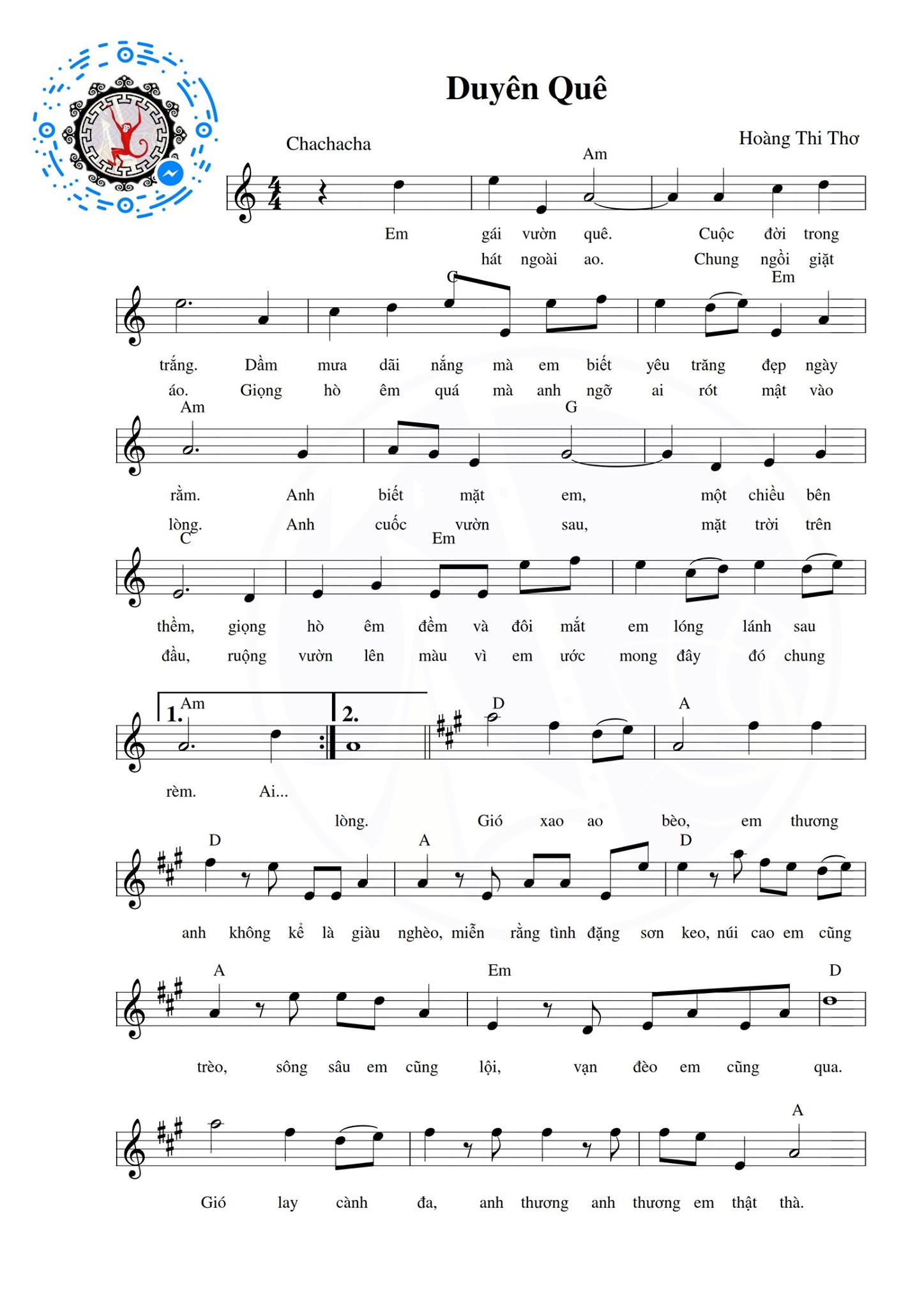 Lời bài hát Duyên Quê