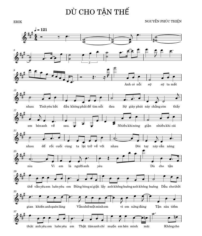 Lời bài hát Dù Cho Tận Thế