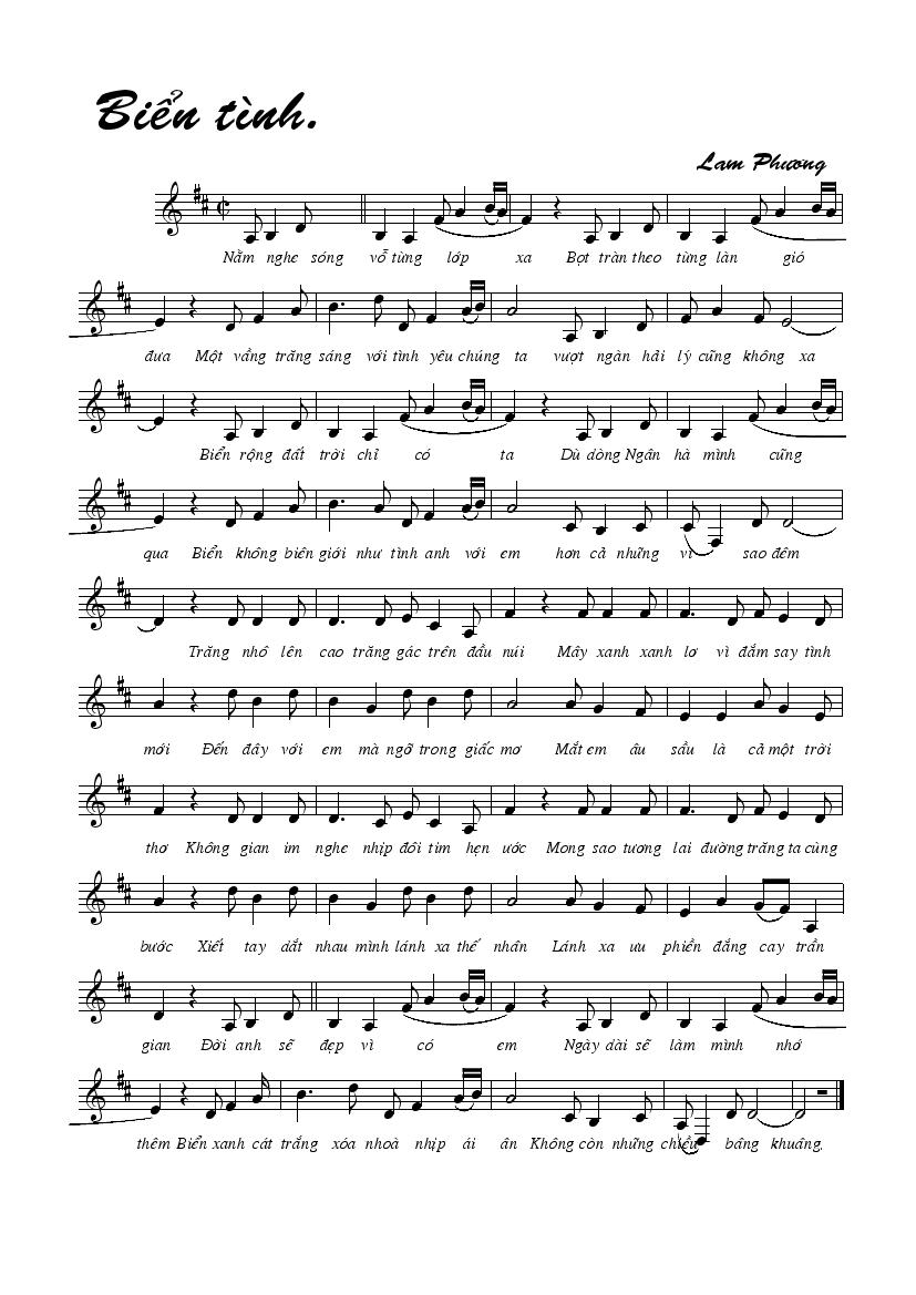 Lời bài hát Biển Tình