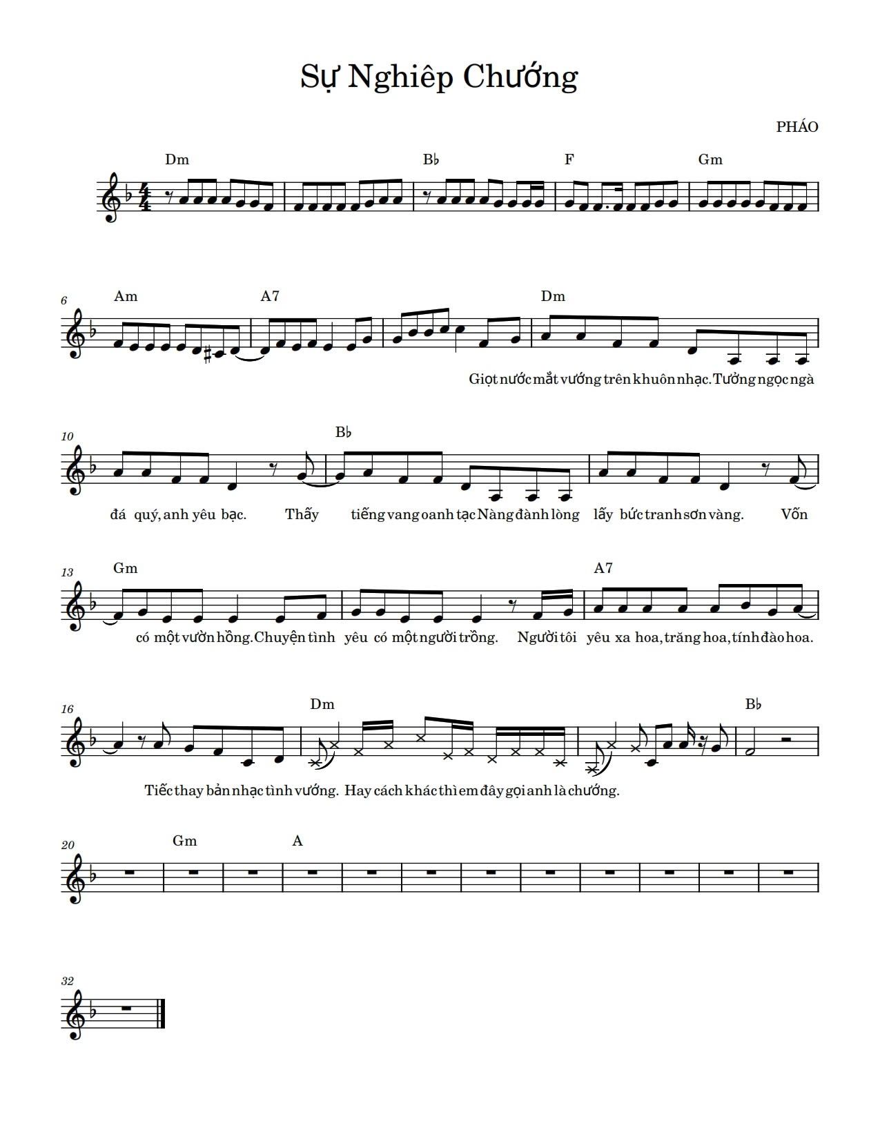 Hợp âm bài hát Sự Nghiệp Chướng