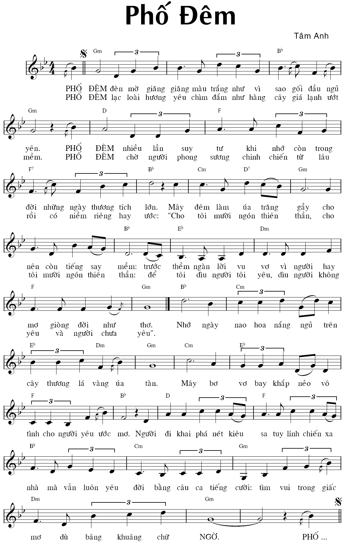 Lời bài hát Phố Đêm