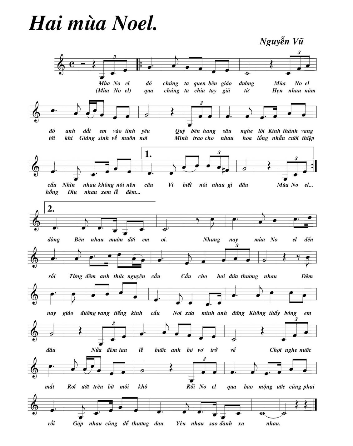 Lời bài hát Hai Mùa Noel