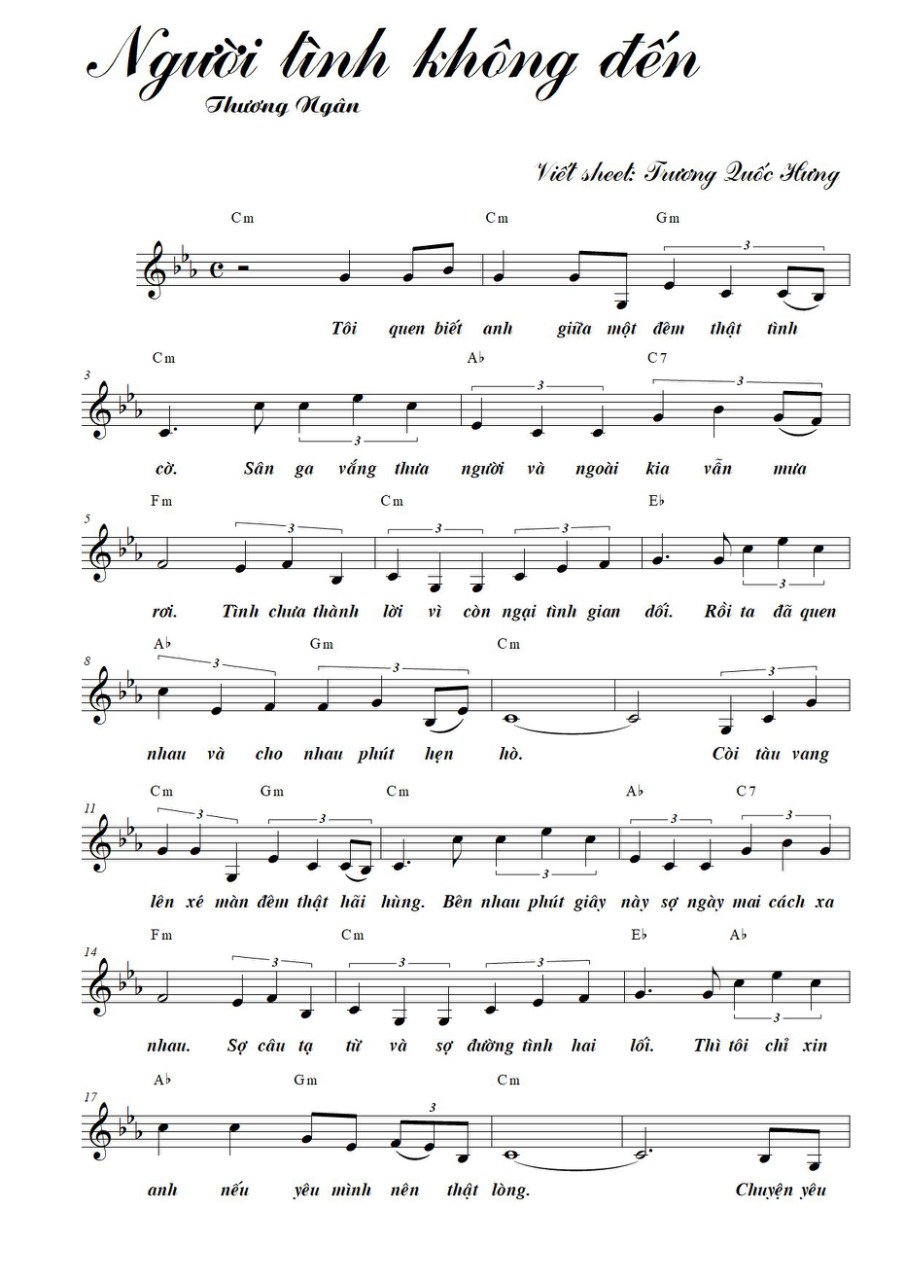 Lời bài hát Người Tình Không Đến