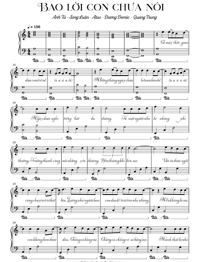 Lời bài hát Bao Lời Con Chưa Nói