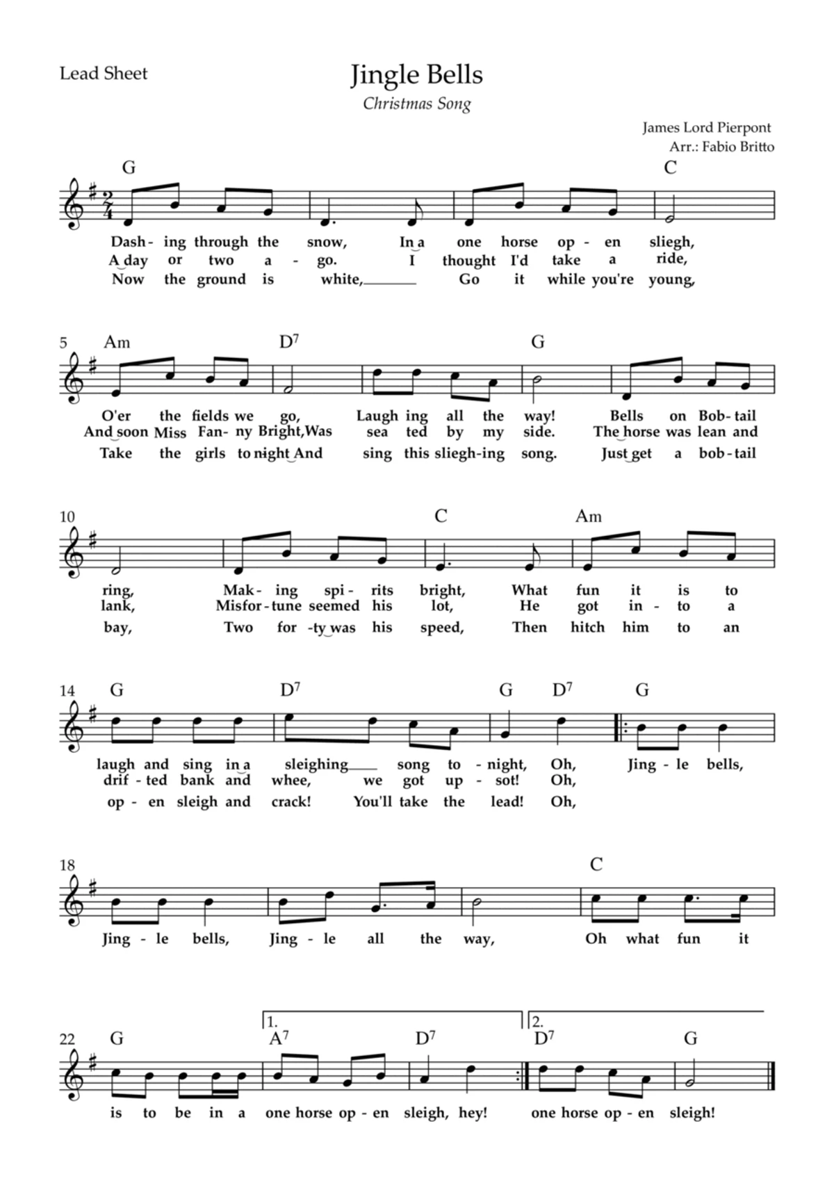 Lời bài hát Jingle Bells