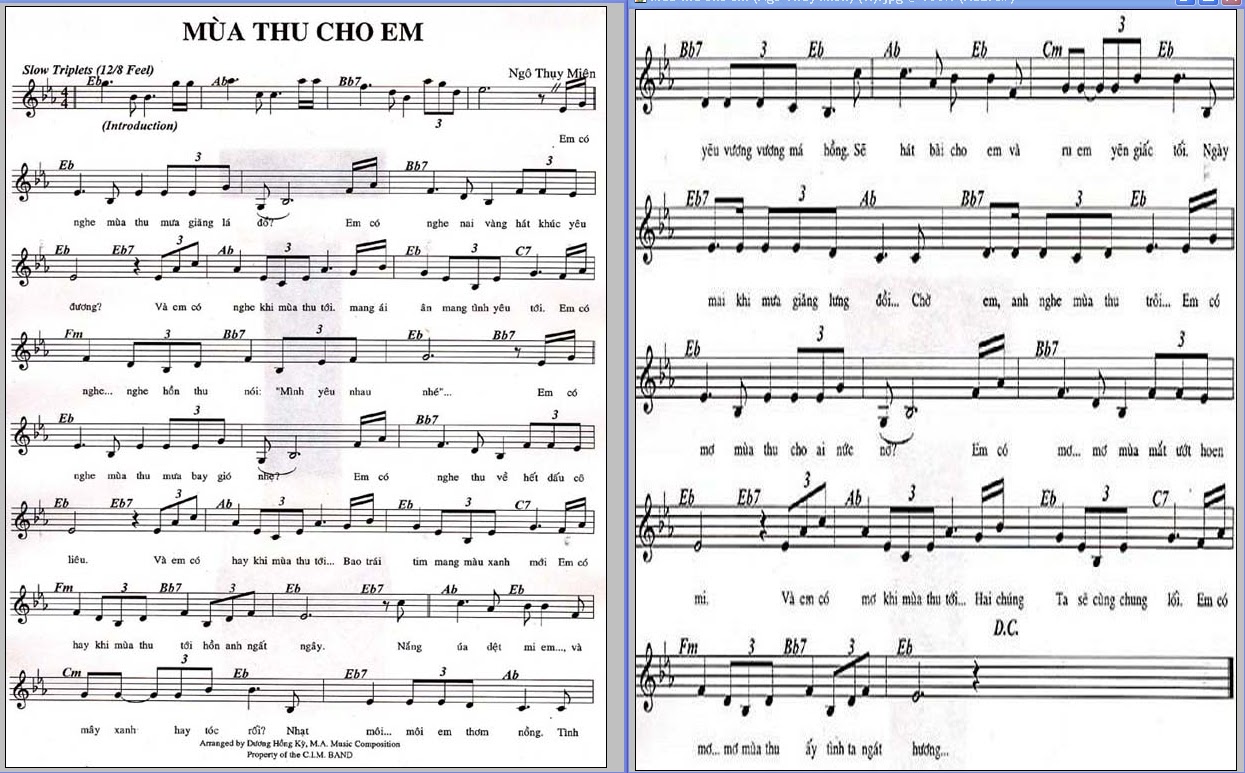 Lời bài hát Mùa Thu Cho Em