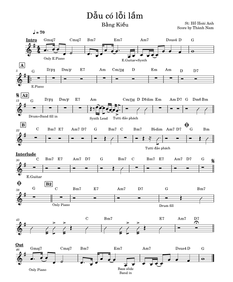 Hợp âm bài hát Dẫu Có Lỗi Lầm