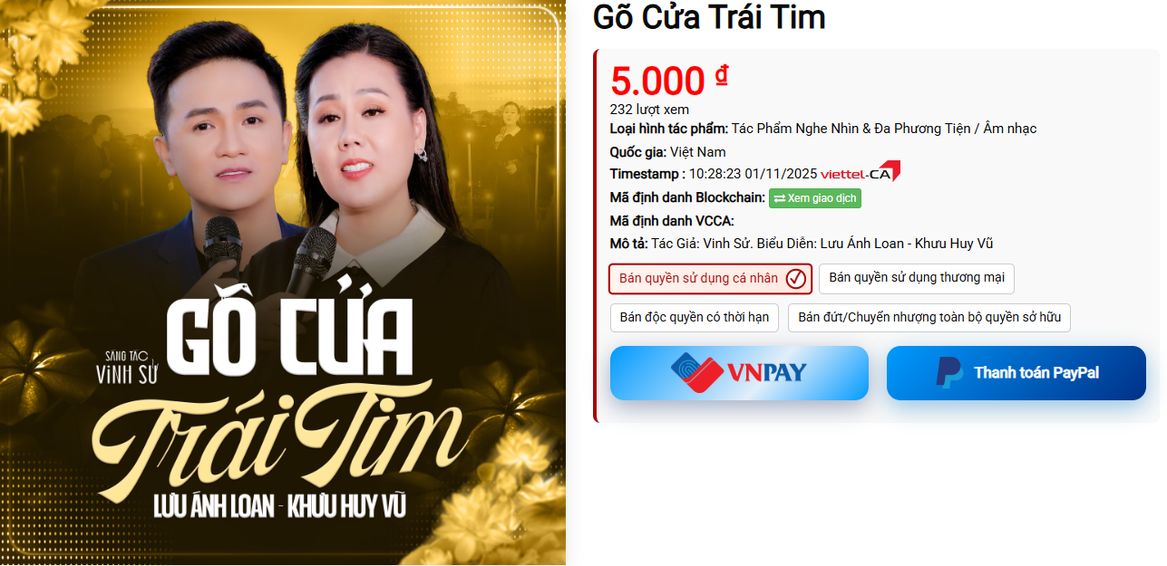 Liên hệ mua bản quyền bài hát Gõ Cửa Trái Tim tại Certiva