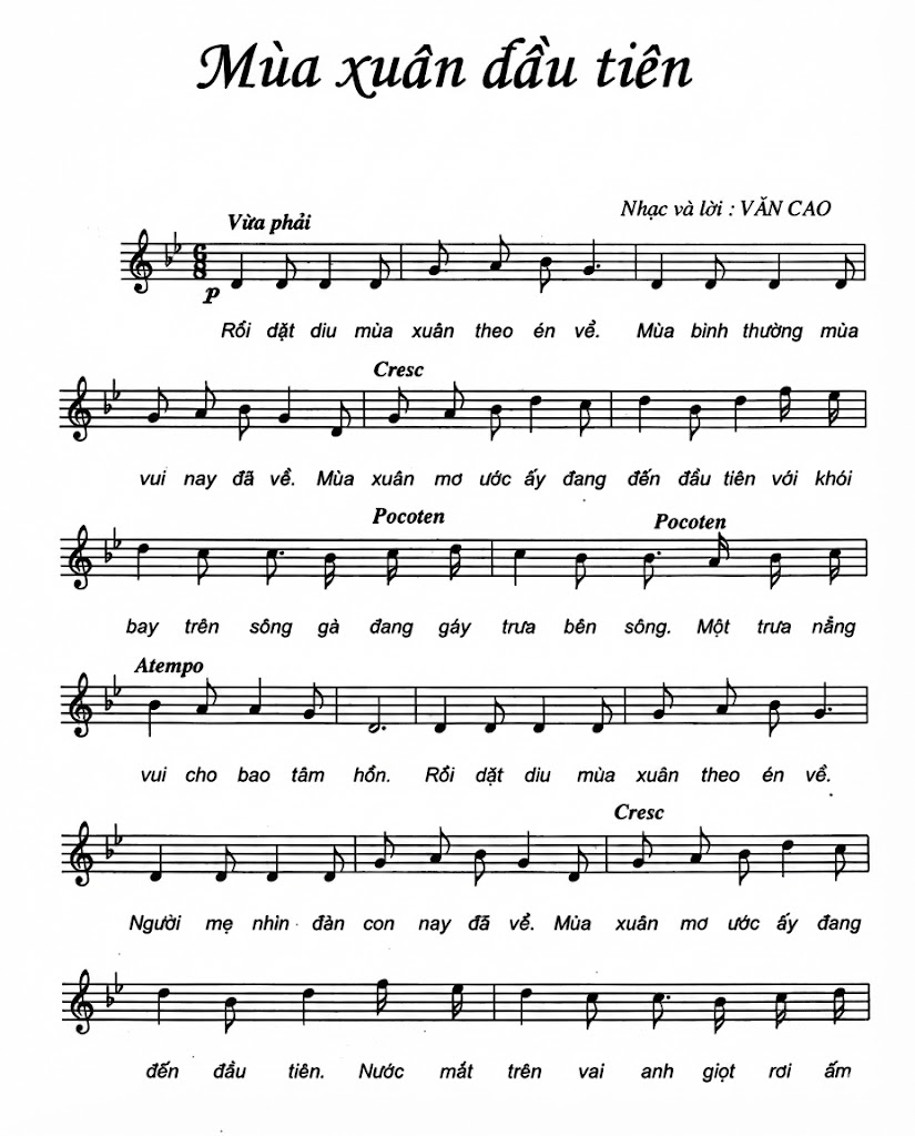 Lời bài hát Mùa Xuân Đầu Tiên