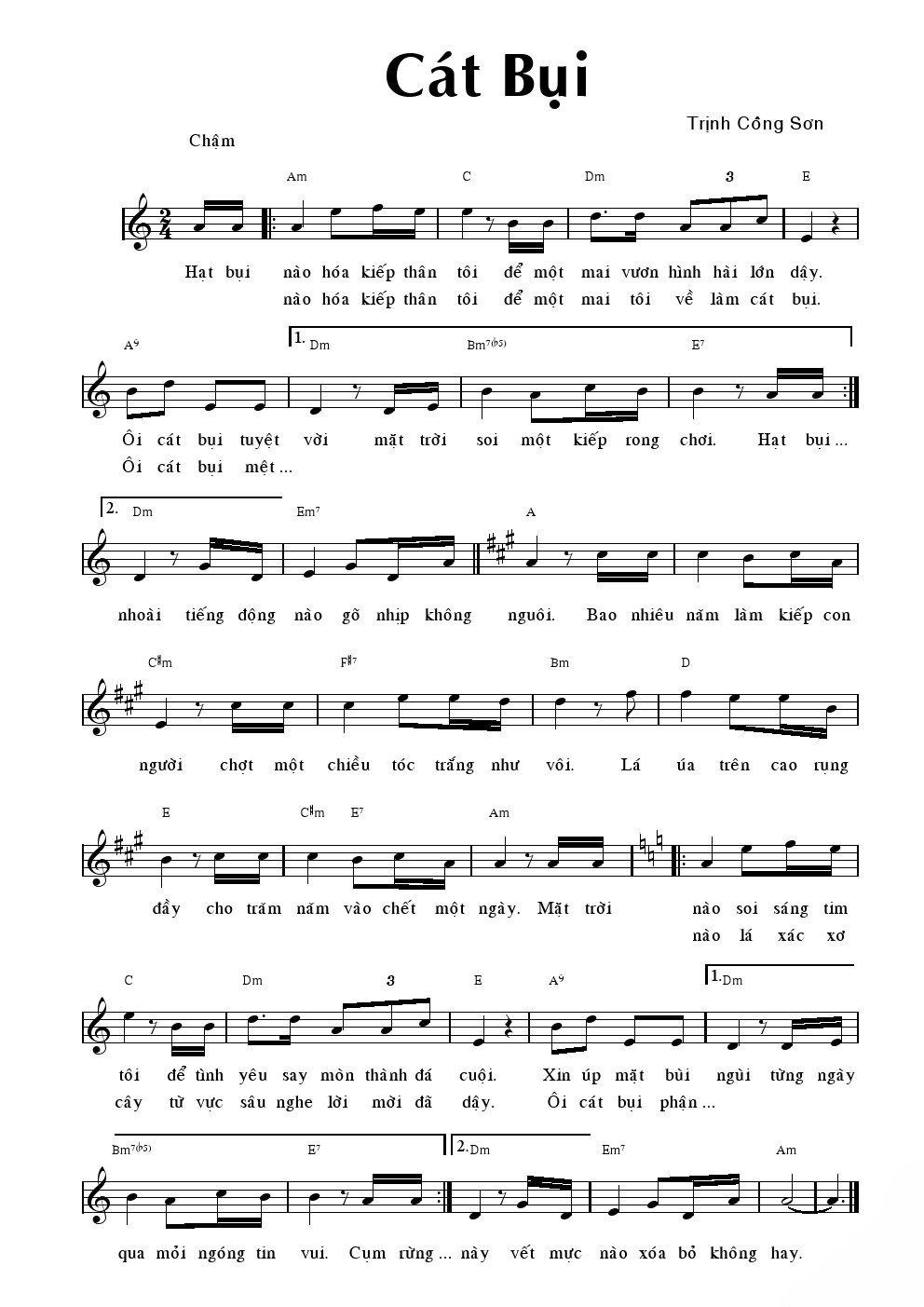 Hợp âm bài hát Cát Bụi