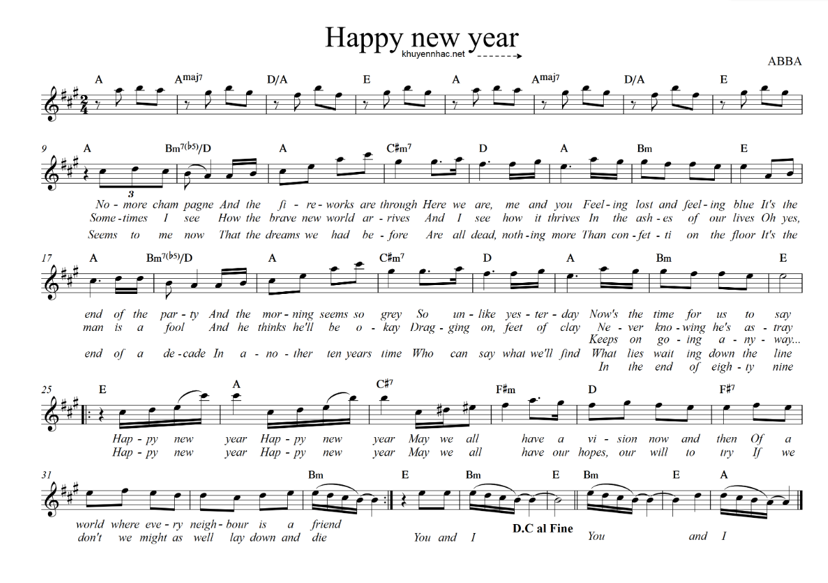 Lời bài hát Happy New Year