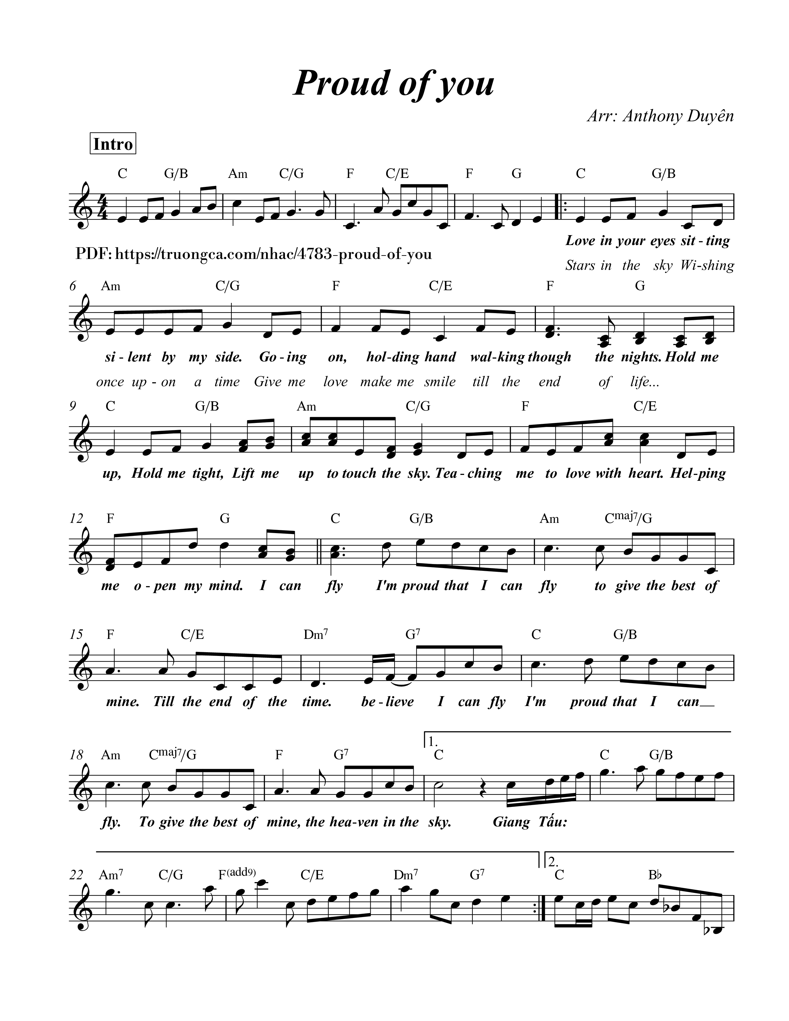 Lời bài hát fiona fung proud of you