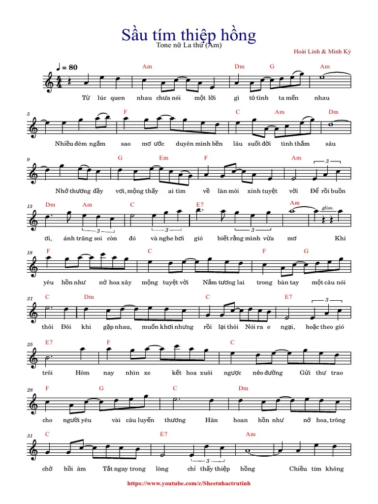 Hợp âm bài hát Sầu Tím Thiệp Hồng