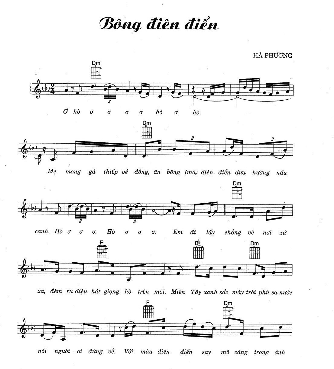 Lời bài hát Bông Điên Điển