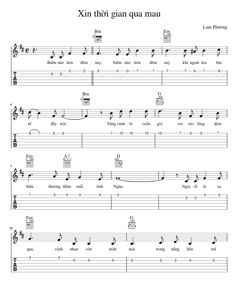 Hợp Âm Bài Hát Xin Thời Gian Qua Mau