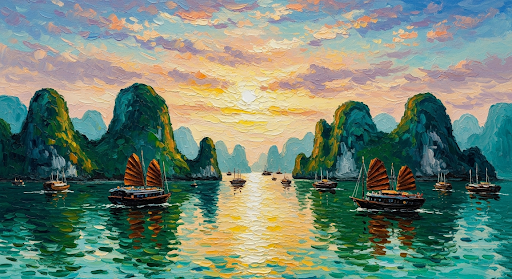 Bức tranh "Vịnh Hạ Long – Bản Hòa Ca Ánh Sáng"