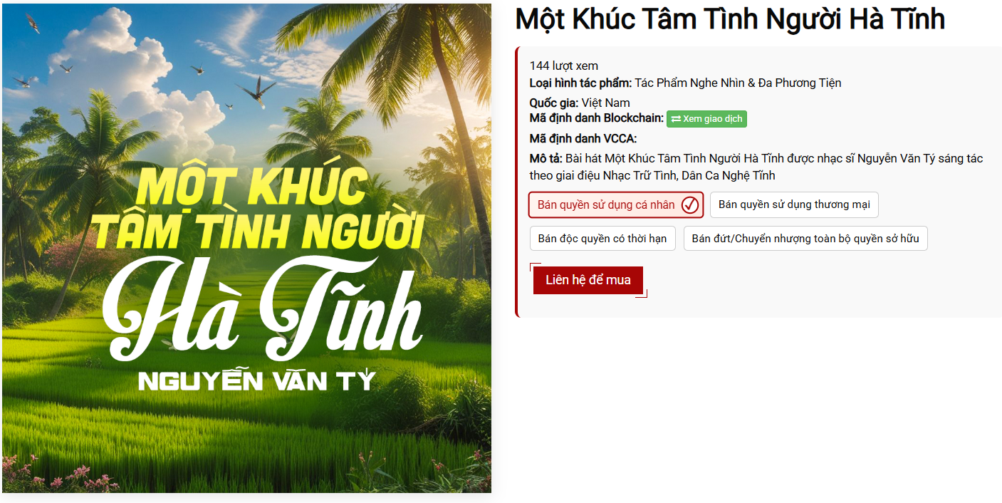 Giao dịch bản quyền bài hát Một Khúc Tâm Tình Người Hà Tĩnh