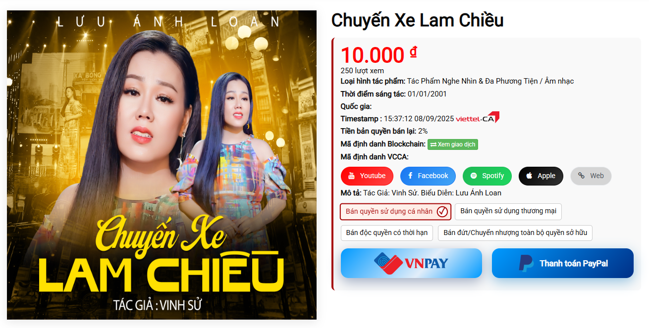 Giao dịch bản quyền bài hát Chuyến Xe Lam Chiều trực tiếp với tác giả tại Certiva