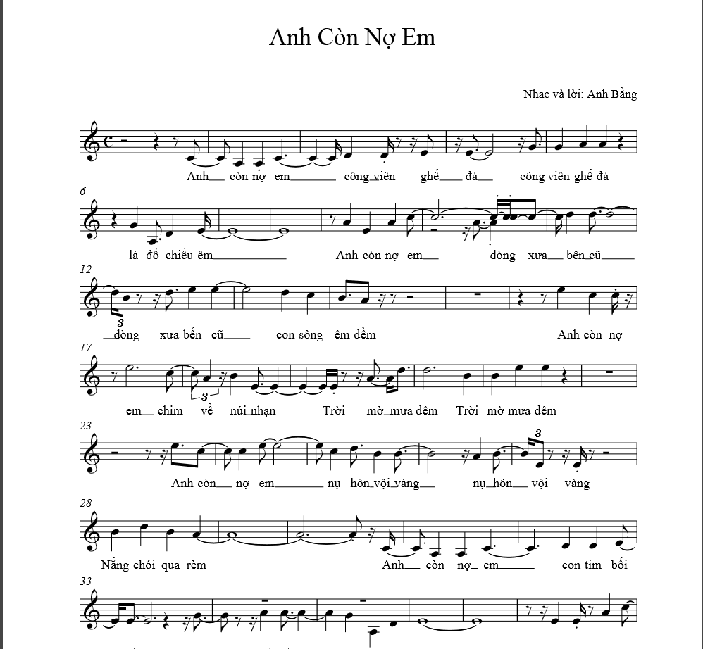 Lời bài hát Anh Còn Nợ Em