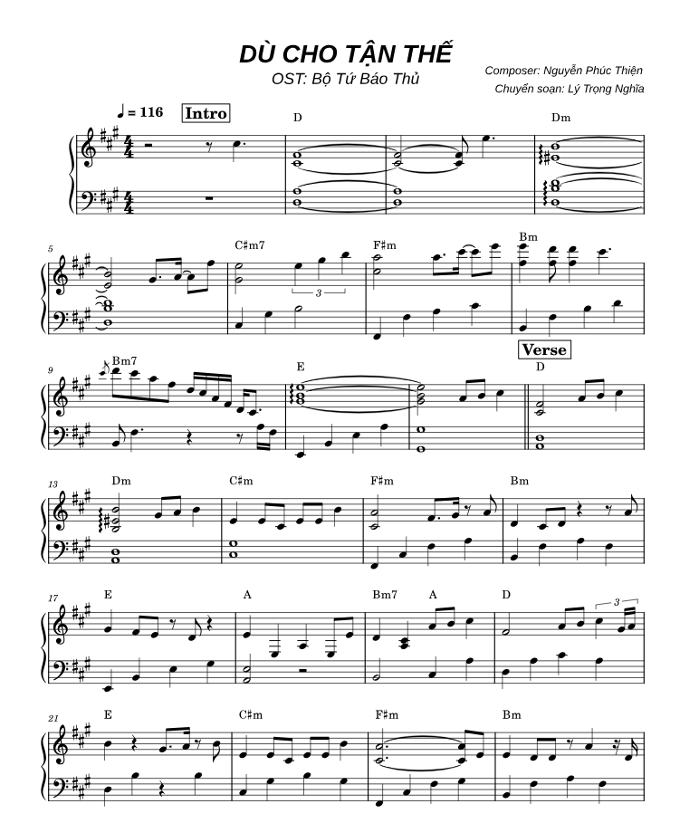 Hợp âm bài hát Dù Cho Tận Thế