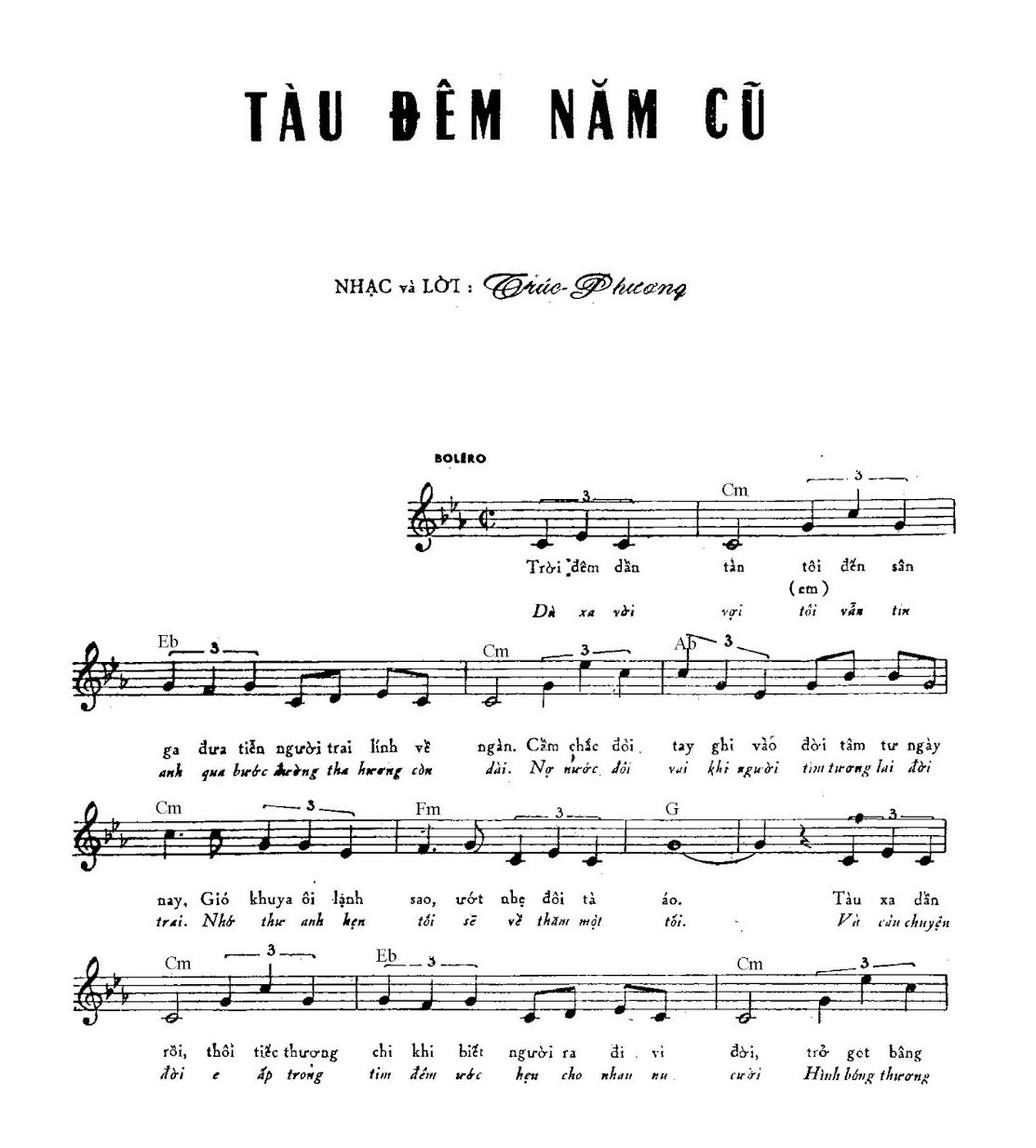 Lời bài hát Tàu Đêm Năm Cũ