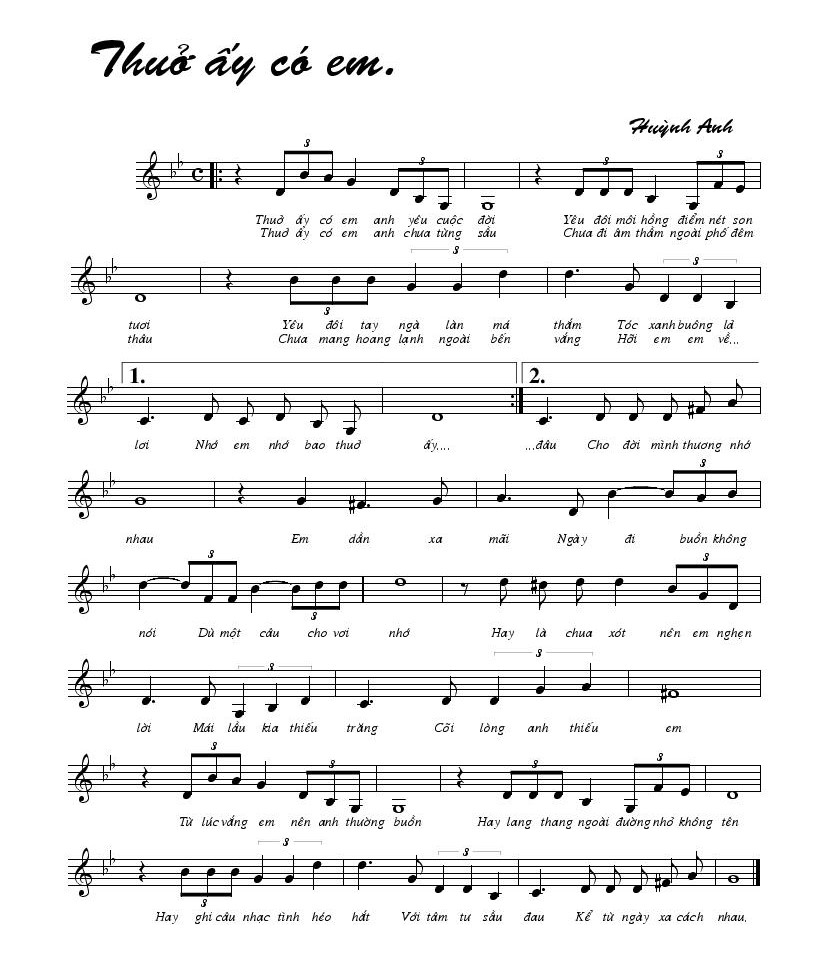 Lời bài hát Thủa Ấy Có Em