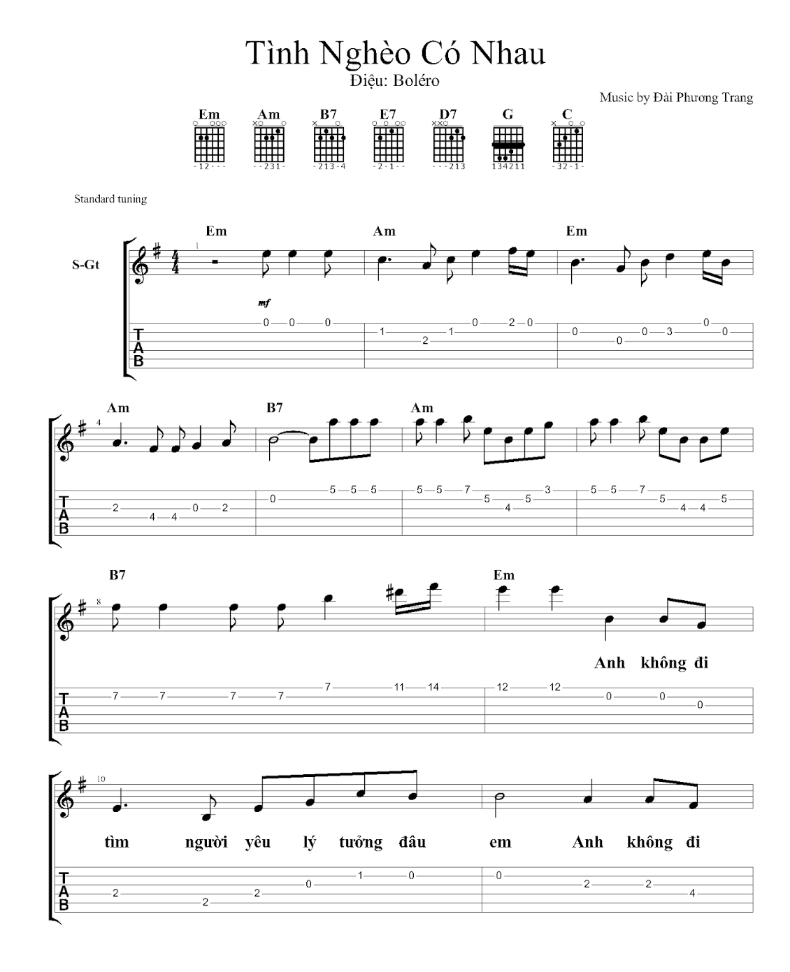 Hợp âm bài hát Tình Nghèo Có Nhau