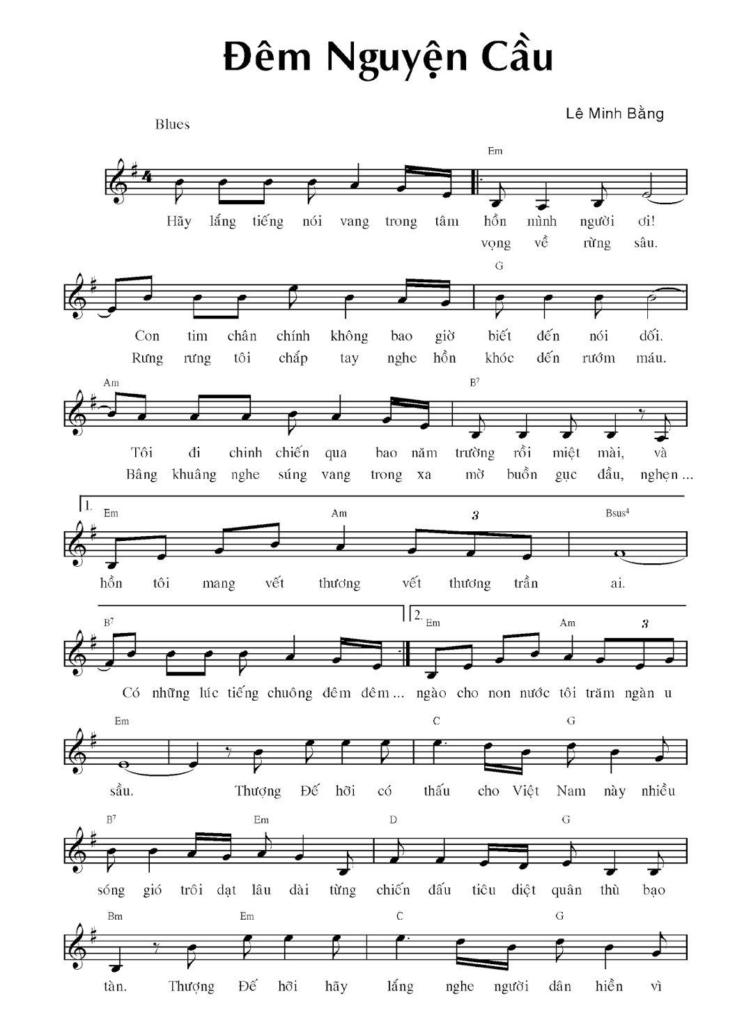 Hợp âm bài hát Đêm Nguyện Cầu