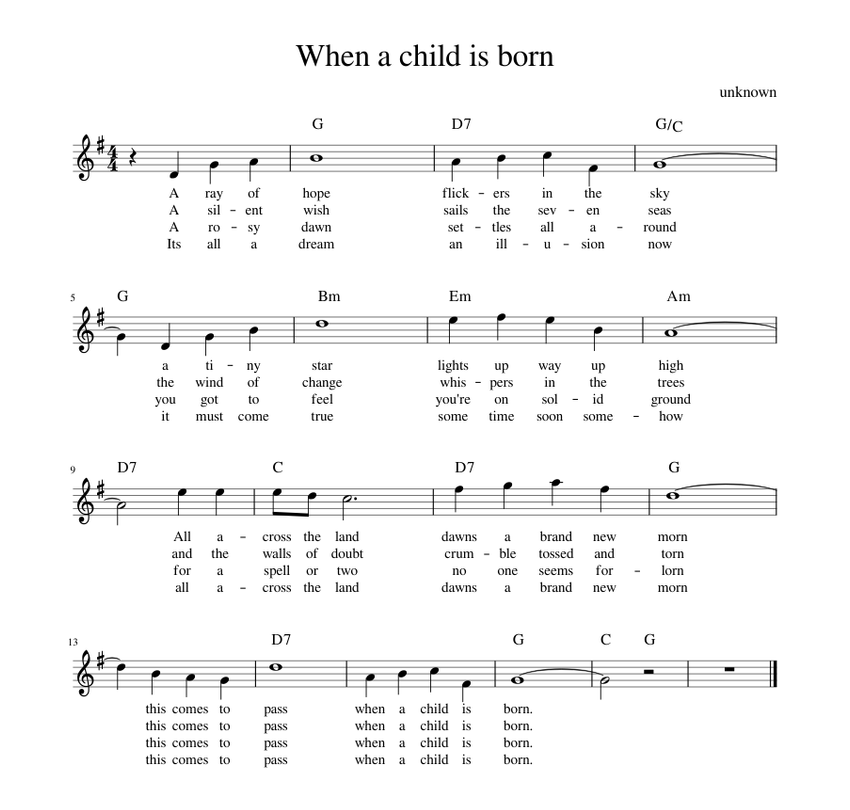 Lời bài hát When a Child Is Born