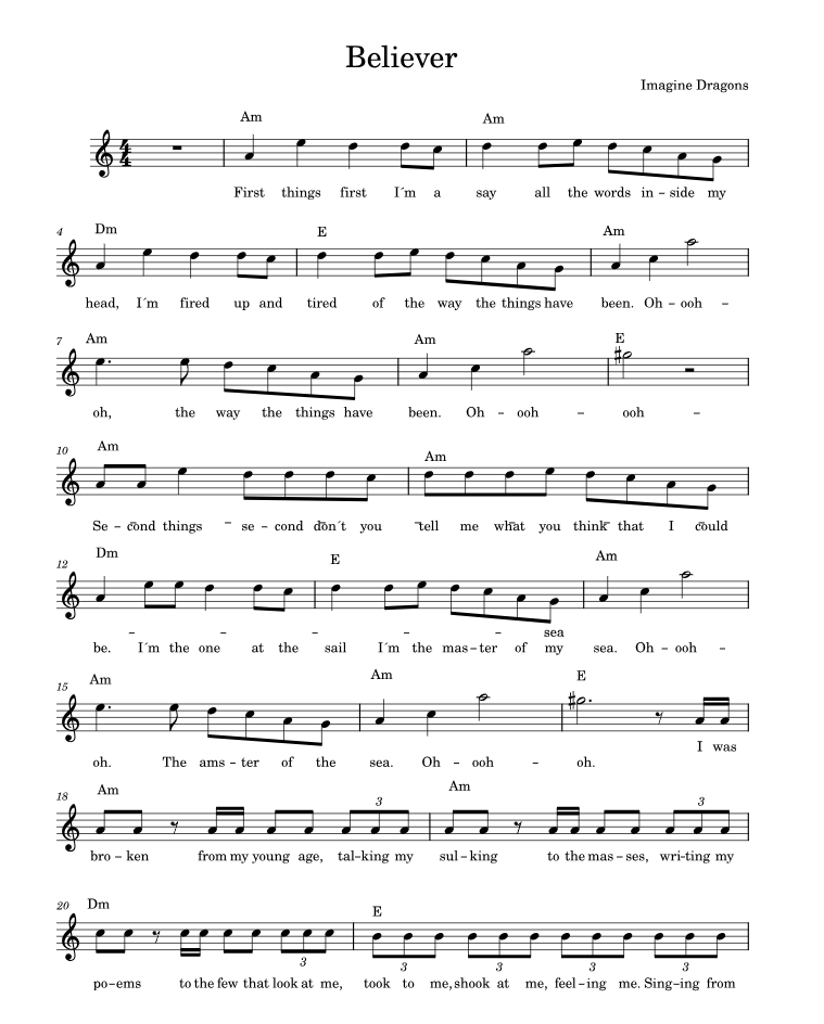 Lời bài hát Beliver