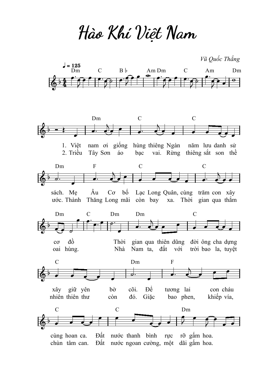 Lời bài hát Hào Khí Việt Nam