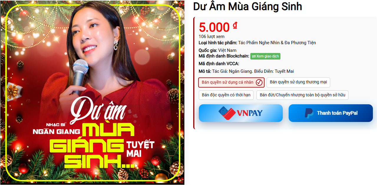 Giao dịch bản quyền bài hát Dư Âm Mùa Giáng Sinh tại Certiva