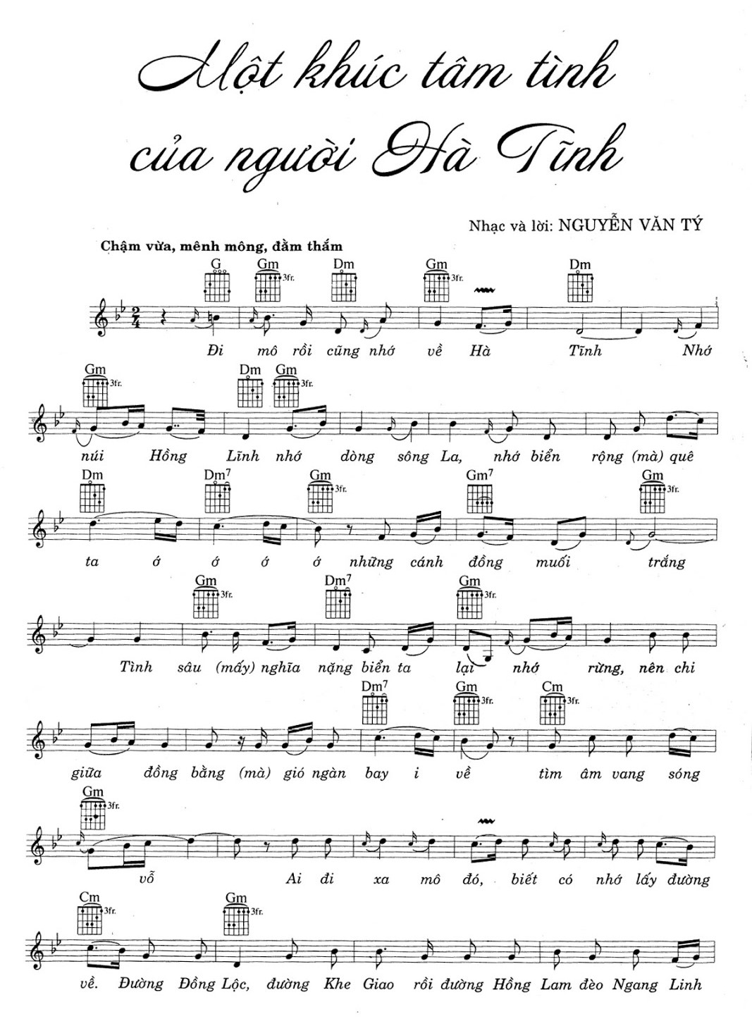 Lời bài hát Một Khúc Tâm Tình Người Hà Tĩnh