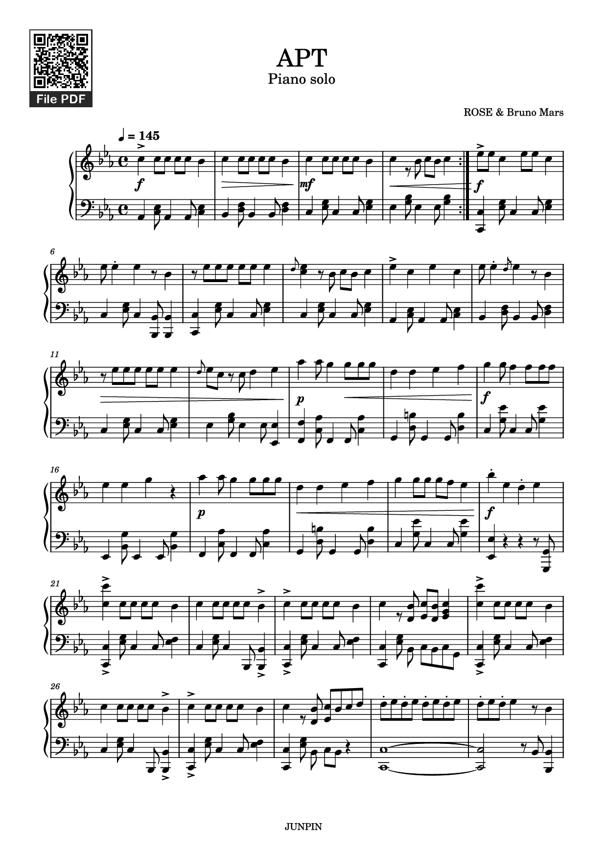 Sheet nhạc bài hát APT