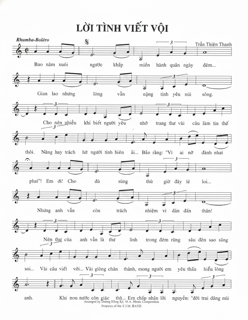Lời bài hát Lời Tình Viết Vội