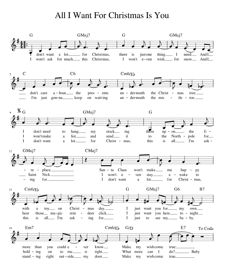 Hợp âm bài hát All I Want for Christmas Is You