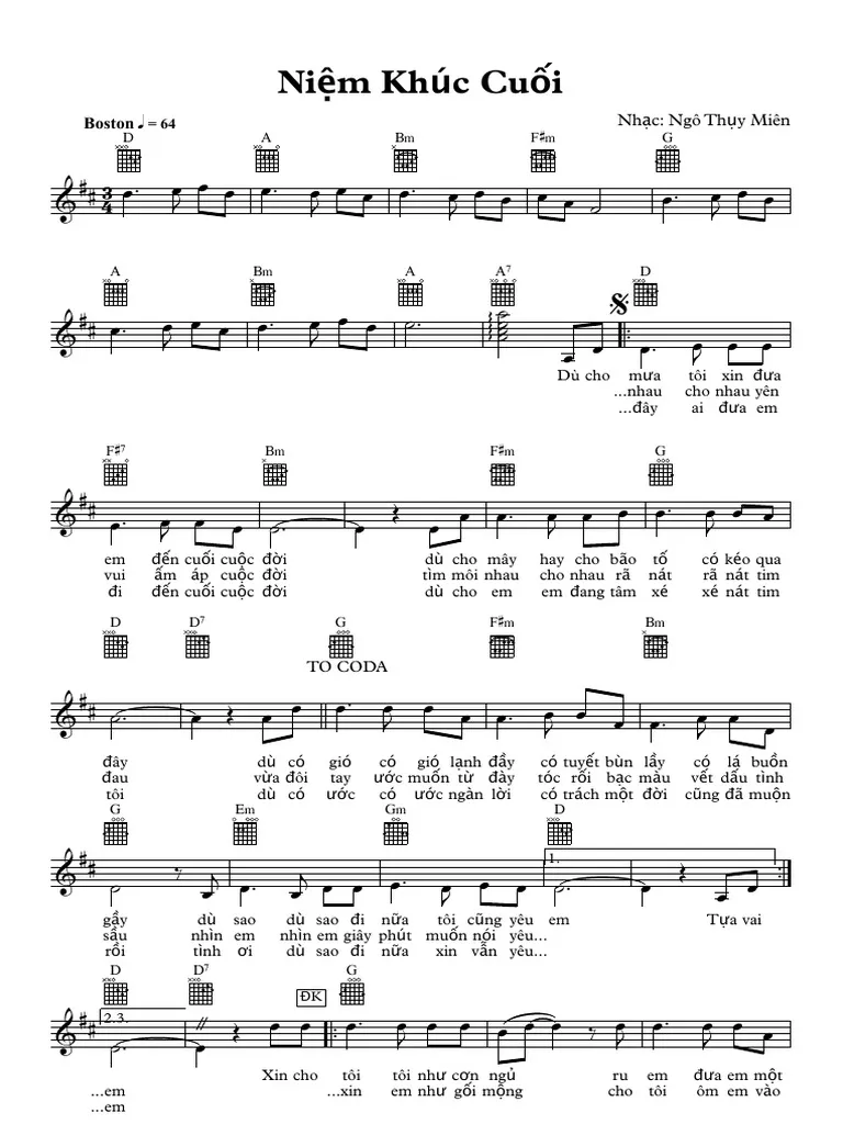 Lời bài hát Niệm Khúc Cuối