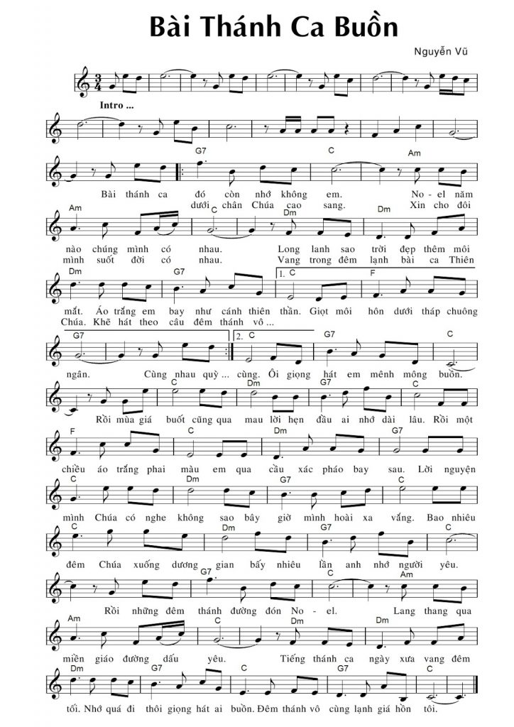 Lời bài hát Bài Thánh Ca Buồn